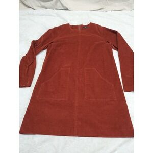 Frye Melissa Rust Brown Corduroy Long Sleeve Shift Dress XL Boho Classic Cottage